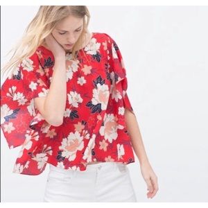 Zara Basic Floral Blouse Size M